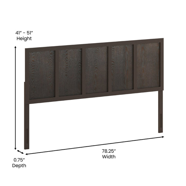 English Elm Oliver Three-Panel Wooden Headboard for Universal Metal Bed Frames - Stylish & Durable Design Upgrade Dark Brown King MG-9708KHB-K-DKBRN-GG