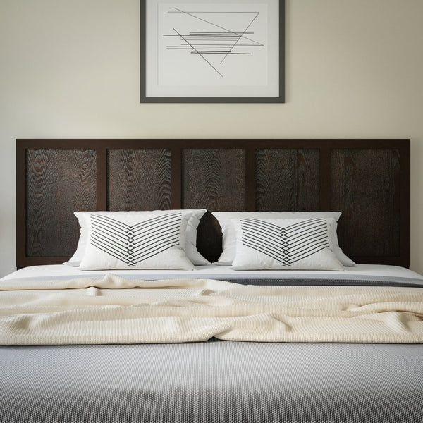 English Elm Oliver Three-Panel Wooden Headboard for Universal Metal Bed Frames - Stylish & Durable Design Upgrade Dark Brown King MG-9708KHB-K-DKBRN-GG