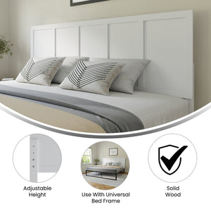 English Elm Oliver Three-Panel Wooden Headboard for Universal Metal Bed Frames - Stylish & Durable Design Upgrade White King MG-9708KHB-K-WHT-GG
