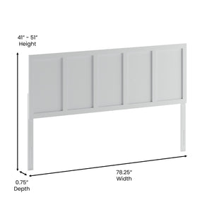 English Elm Oliver Three-Panel Wooden Headboard for Universal Metal Bed Frames - Stylish & Durable Design Upgrade White King MG-9708KHB-K-WHT-GG