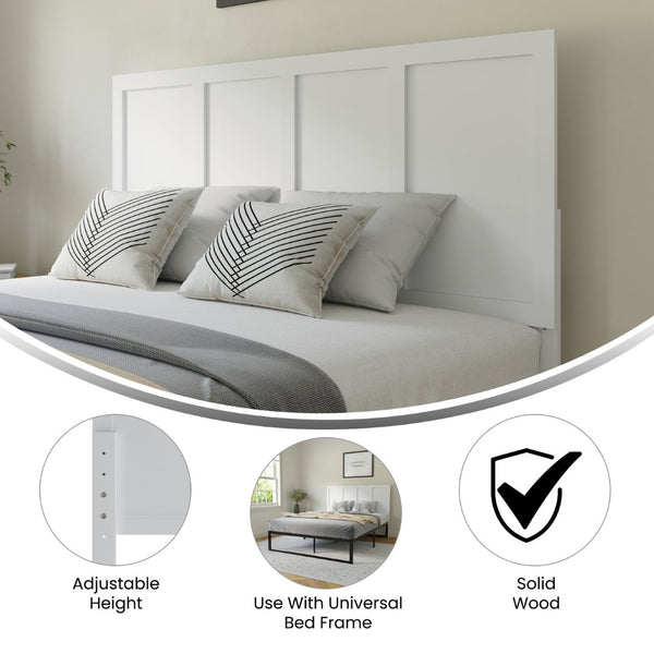 English Elm Oliver Three-Panel Wooden Headboard for Universal Metal Bed Frames - Stylish & Durable Design Upgrade White Queen MG-9708QHB-Q-WHT-GG
