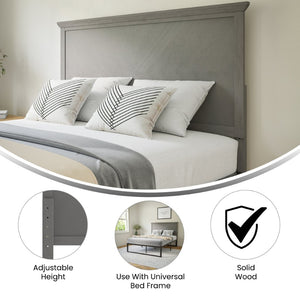 English Elm Fiona Herringbone Wooden Adjustable Headboard for Metal Bed Frames - Stylish, Durable & Modern Design Gray Wash Full MG-97881-FHB-F-GRWSH-GG