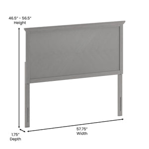 English Elm Fiona Herringbone Wooden Adjustable Headboard for Metal Bed Frames - Stylish, Durable & Modern Design Gray Wash Full MG-97881-FHB-F-GRWSH-GG