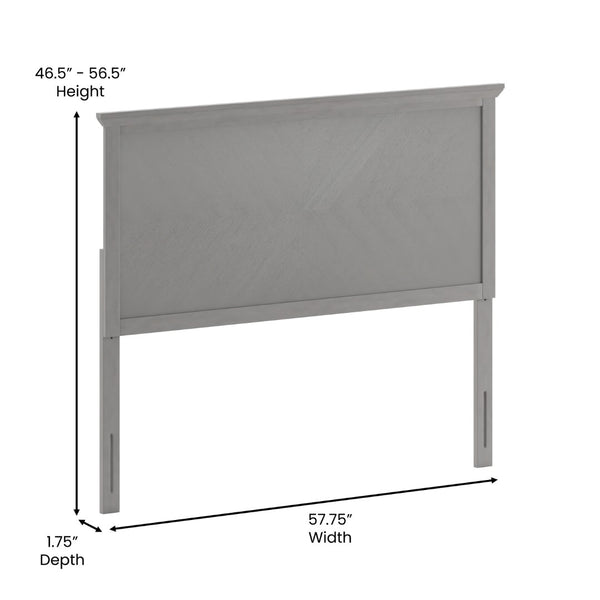 English Elm Fiona Herringbone Wooden Adjustable Headboard for Metal Bed Frames - Stylish, Durable & Modern Design Gray Wash Full MG-97881-FHB-F-GRWSH-GG