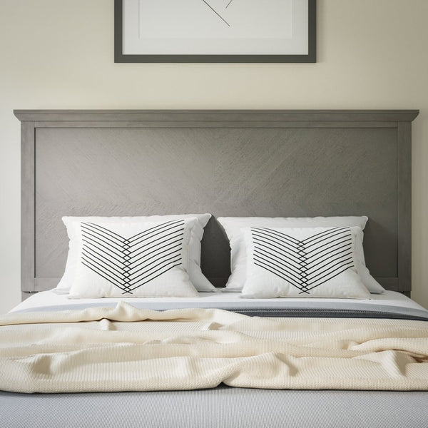 English Elm Fiona Herringbone Wooden Adjustable Headboard for Metal Bed Frames - Stylish, Durable & Modern Design Gray Wash Full MG-97881-FHB-F-GRWSH-GG