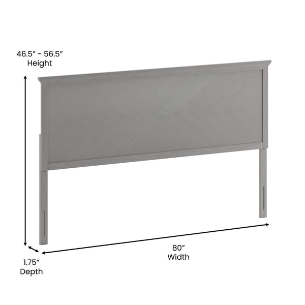 English Elm Fiona Herringbone Wooden Adjustable Headboard for Metal Bed Frames - Stylish, Durable & Modern Design Gray Wash King MG-97881-KHB-K-GRWSH-GG