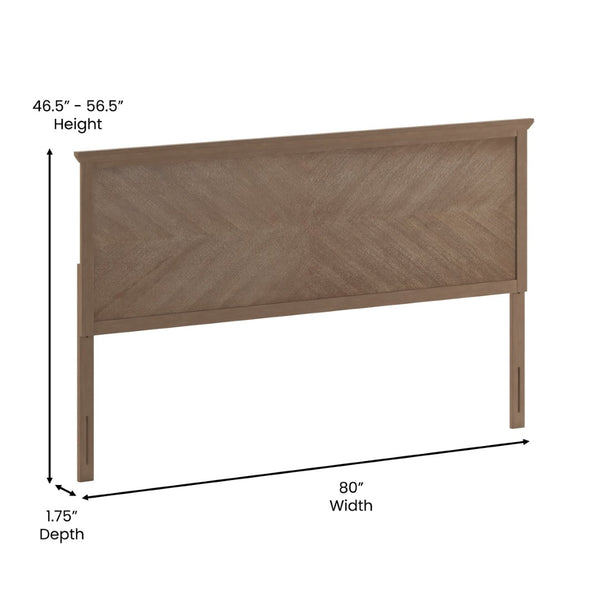 English Elm Fiona Herringbone Wooden Adjustable Headboard for Metal Bed Frames - Stylish, Durable & Modern Design Light Brown King MG-97881-KHB-K-LTBRN-GG