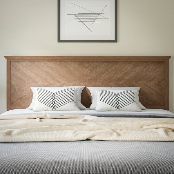 English Elm Fiona Herringbone Wooden Adjustable Headboard for Metal Bed Frames - Stylish, Durable & Modern Design Light Brown King MG-97881-KHB-K-LTBRN-GG