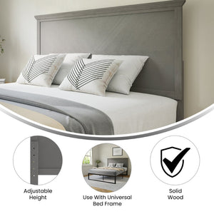 English Elm Fiona Herringbone Wooden Adjustable Headboard for Metal Bed Frames - Stylish, Durable & Modern Design Gray Wash Queen MG-97881-QHB-Q-GRWSH-GG