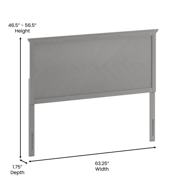 English Elm Fiona Herringbone Wooden Adjustable Headboard for Metal Bed Frames - Stylish, Durable & Modern Design Gray Wash Queen MG-97881-QHB-Q-GRWSH-GG
