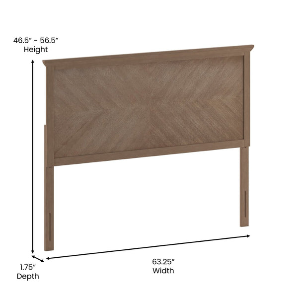 English Elm Fiona Herringbone Wooden Adjustable Headboard for Metal Bed Frames - Stylish, Durable & Modern Design Light Brown Queen MG-97881-QHB-Q-LTBRN-GG