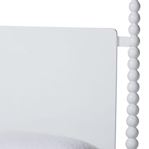 Baxton Studio Cherene Queen Platform Bed Bobbin Posts White Wood Slat Support