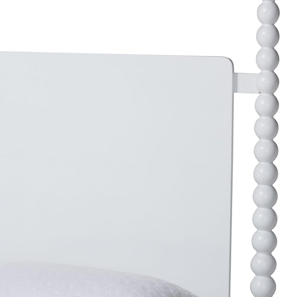 Baxton Studio Cherene Queen Platform Bed Bobbin Posts White Wood Slat Support