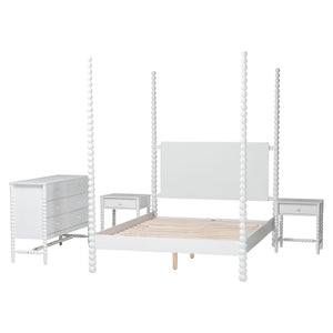 Baxton Studio Cherene Queen Bedroom Set Rubberwood Platform Bed with Nightstands Modern Suite