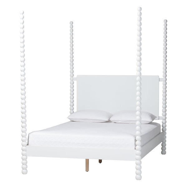 Baxton Studio Cherene Queen Bedroom Set Rubberwood Platform Bed with Nightstands Modern Suite