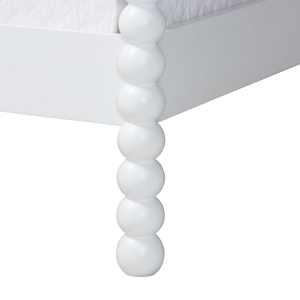 Baxton Studio Cherene Queen Bedroom Set Rubberwood Platform Bed with Nightstands Modern Suite