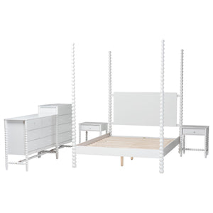 Baxton Studio Cherene Queen Bedroom Set Rubberwood Platform Bed with Nightstands Modern Suite
