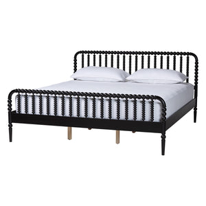 Baxton Studio Baxton Studio Lucera Spindle Platform Bed Rubberwood King with Slatted Headboard MG0110-4-Black-King