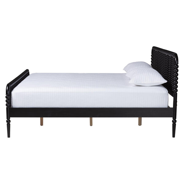 Baxton Studio Lucera Spindle Platform Bed Rubberwood King with Slatted Headboard