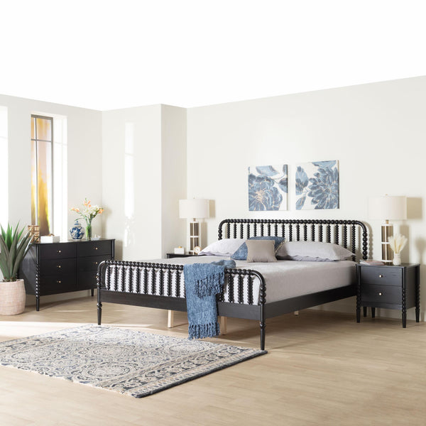 Baxton Studio Lucera King Bedroom Set Rubberwood Spindle Cottage Style 4 Piece