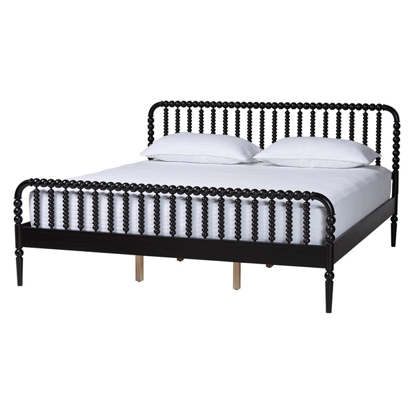 Baxton Studio Lucera King Bedroom Set Rubberwood Spindle Cottage Style 4 Piece