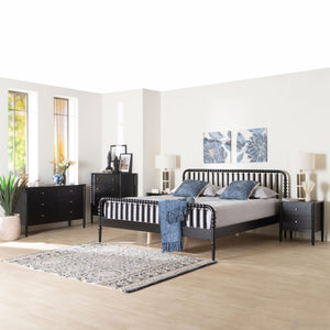 Baxton Studio Lucera Rubberwood King Bedroom Set Spindle Cottage Style 5 Piece