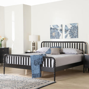 Baxton Studio Lucera Spindle Platform Bed Rubberwood King with Slatted Headboard