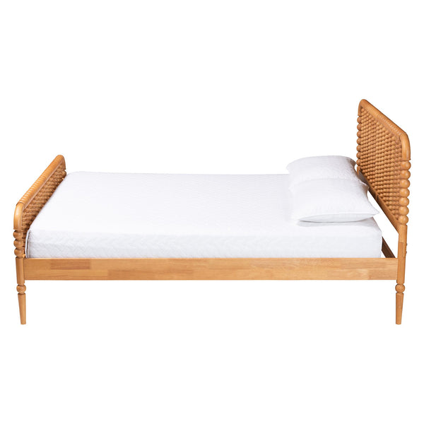 Baxton Studio Lucera King Spindle Platform Bed Rubberwood Mid-century Bedroom