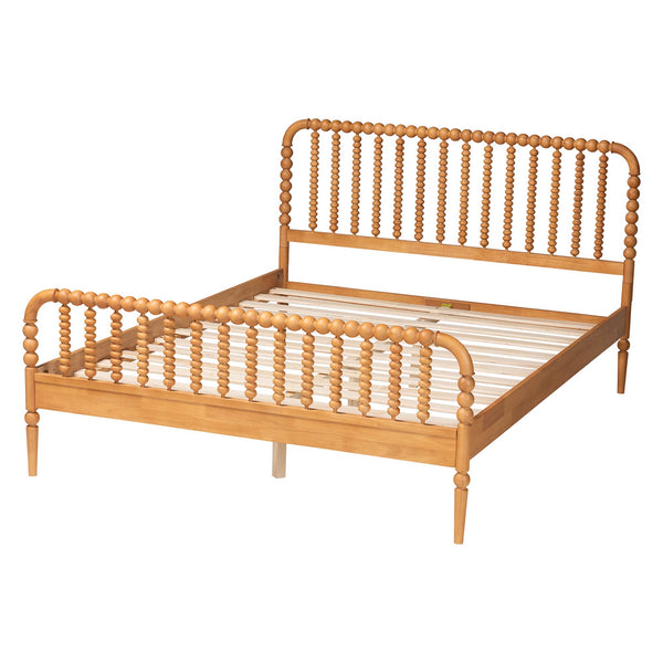 Baxton Studio Lucera King Spindle Platform Bed Rubberwood Mid-century Bedroom