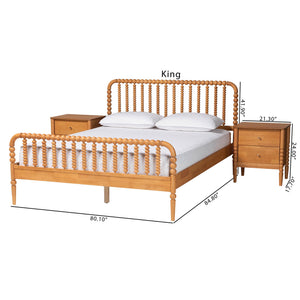 Baxton Studio Lucera 3-piece Bedroom Set, Oak Brown, King