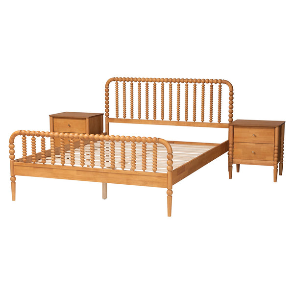 Baxton Studio Lucera 3-piece Bedroom Set, Oak Brown, King