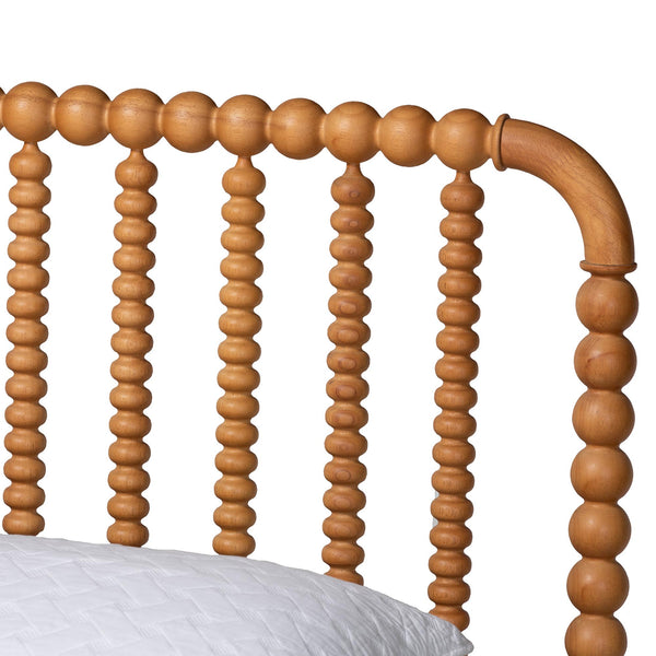 Baxton Studio Lucera King Spindle Platform Bed Rubberwood Mid-century Bedroom