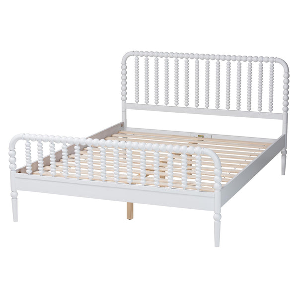 Baxton Studio Lucera Spindle Platform Bed Rubberwood Cottage King Bedroom Frame