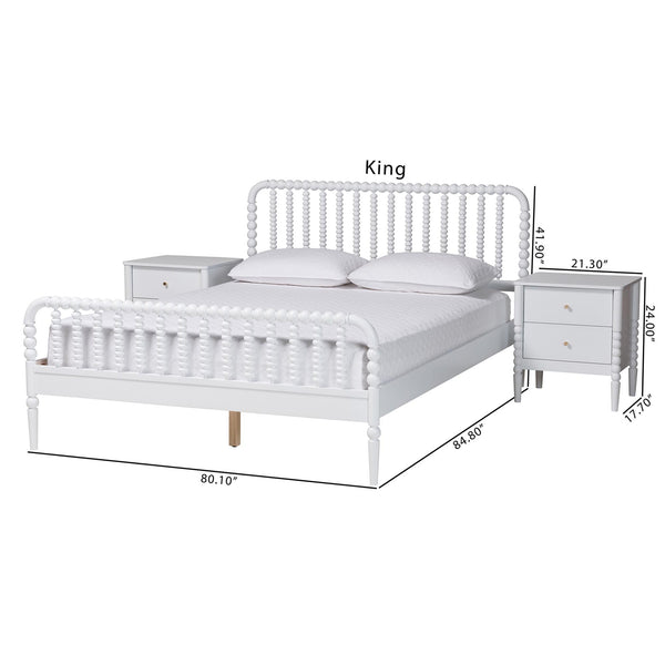 Baxton Studio Lucera 3-piece Bedroom Set, White, King