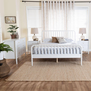 Baxton Studio Lucera White Rubberwood King Bedroom Set with Spindle Accents