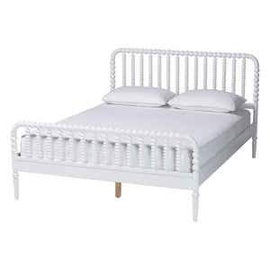 Baxton Studio Lucera White Rubberwood King Bedroom Set with Spindle Accents