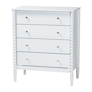Baxton Studio Lucera King Bedroom Set Cottage White Rubberwood with Spindle Detail