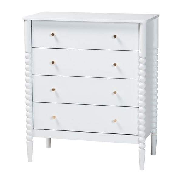 Baxton Studio Lucera King Bedroom Set Cottage White Rubberwood with Spindle Detail