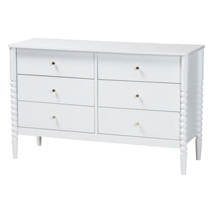 Baxton Studio Lucera King Bedroom Set Cottage White Rubberwood with Spindle Detail