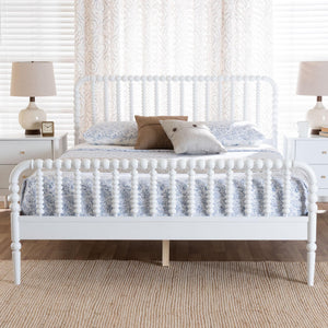Baxton Studio Lucera Spindle Platform Bed Rubberwood Cottage King Bedroom Frame