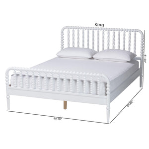 Baxton Studio Lucera Spindle Platform Bed Rubberwood Cottage King Bedroom Frame