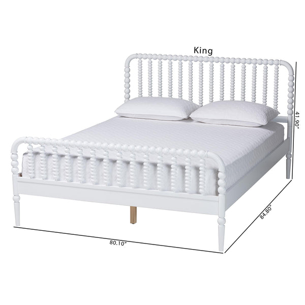 Baxton Studio Lucera Spindle Platform Bed Rubberwood Cottage King Bedroom Frame