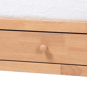Baxton Studio Lucera Bobbin Spindle Daybed with 3 Storage Drawers in Rubberwood