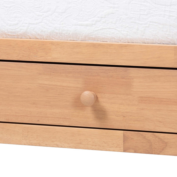 Baxton Studio Lucera Bobbin Spindle Daybed with 3 Storage Drawers in Rubberwood