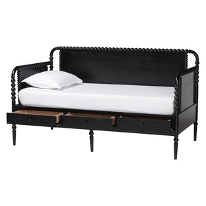 Baxton Studio Lucera Bobbin Spindle Daybed with 3 Storage Drawers in Rubberwood