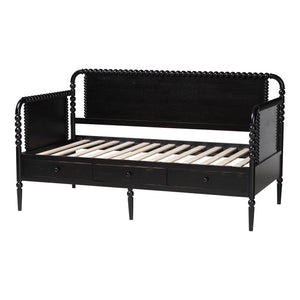 Baxton Studio Lucera Bobbin Spindle Daybed with 3 Storage Drawers in Rubberwood