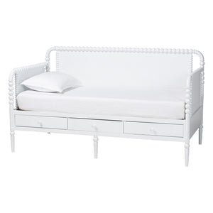 Baxton Studio Lucera Bobbin Spindle Daybed with 3 Storage Drawers in Rubberwood