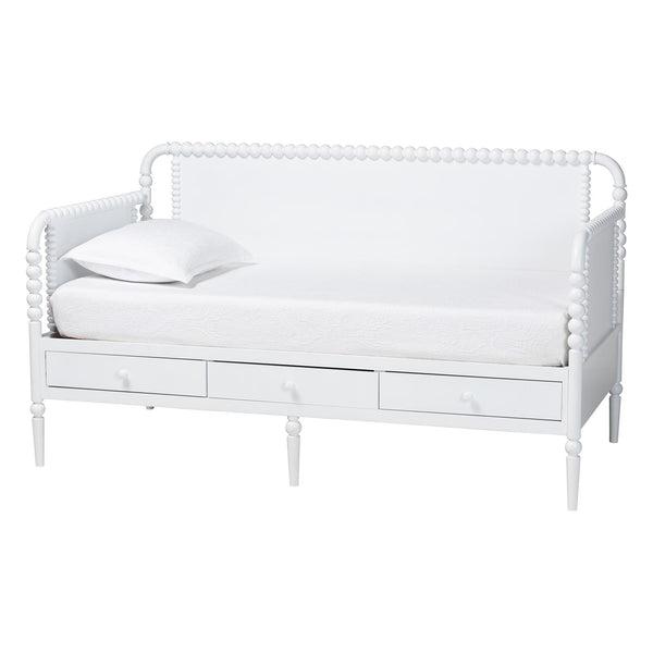 Baxton Studio Lucera Bobbin Spindle Daybed with 3 Storage Drawers in Rubberwood