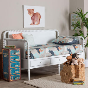 Baxton Studio Lucera Bobbin Spindle Daybed with 3 Storage Drawers in Rubberwood