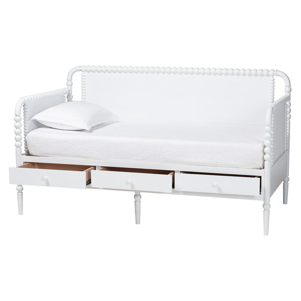 Baxton Studio Lucera Bobbin Spindle Daybed with 3 Storage Drawers in Rubberwood